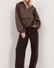LE BOP LE BOP Pippa Faux Leather Pullover with Front Pocket Coffee - 5