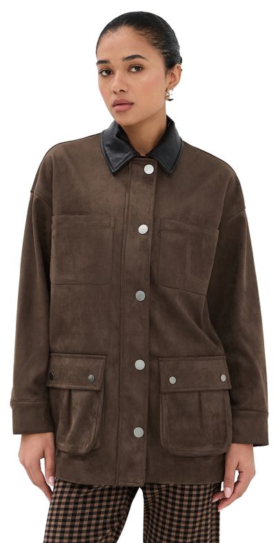 LE BOP LE BOP Rowan Faux Suede Utility Jacket Coffee