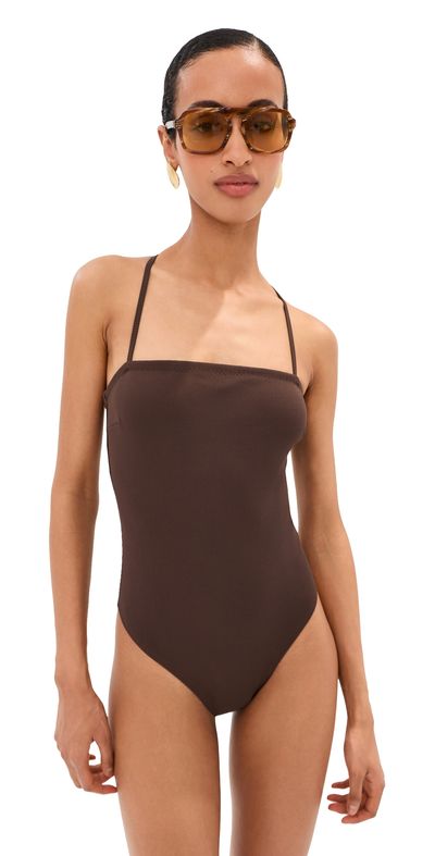 LE BOP LE BOP Square Neck One Piece Shaved Chocolate
