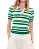 LE BOP LE BOP Stripe Boucle Polo Shirt Kelly Green Multi - 1