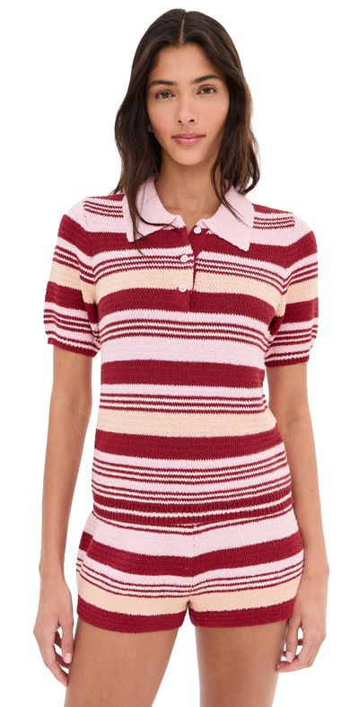 LE BOP LE BOP Striped Boucle Polo Pink Multi