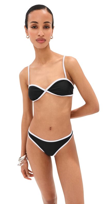 LE BOP LE BOP Tamera Colorblock Bikini Top Black/White
