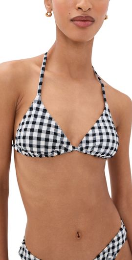 LE BOP LE BOP Triangle Bikini Top Gingham (Black/White)