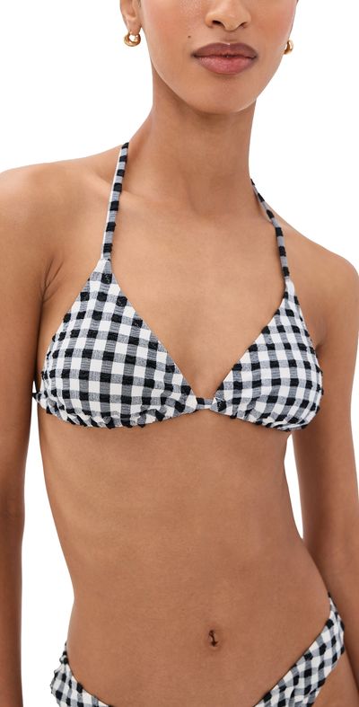 LE BOP LE BOP Triangle Bikini Top Gingham (Black/White)