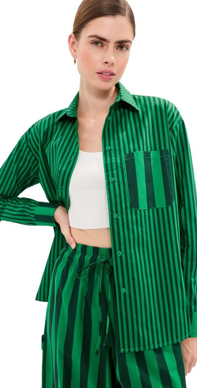 LE BOP LE BOP Winnie Button Down Green/Dark Green Stripe