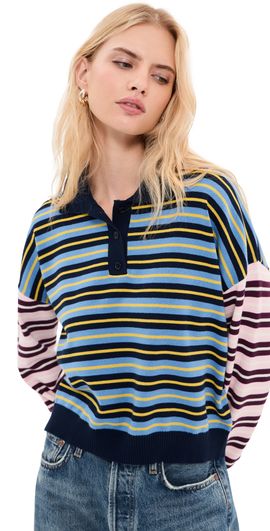 LE BOP LE BOP Zadie Cropped Polo Blue Mix