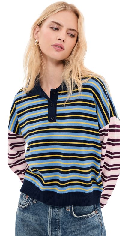LE BOP LE BOP Zadie Cropped Polo Blue Mix