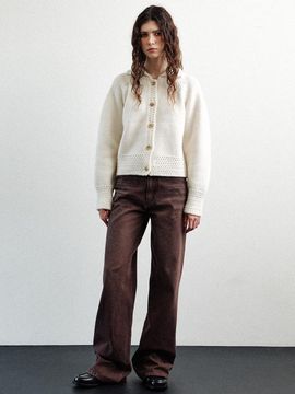 LE brown washed denim pants (brown)