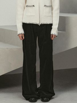 LE corduroy two tuck wide pants (black)