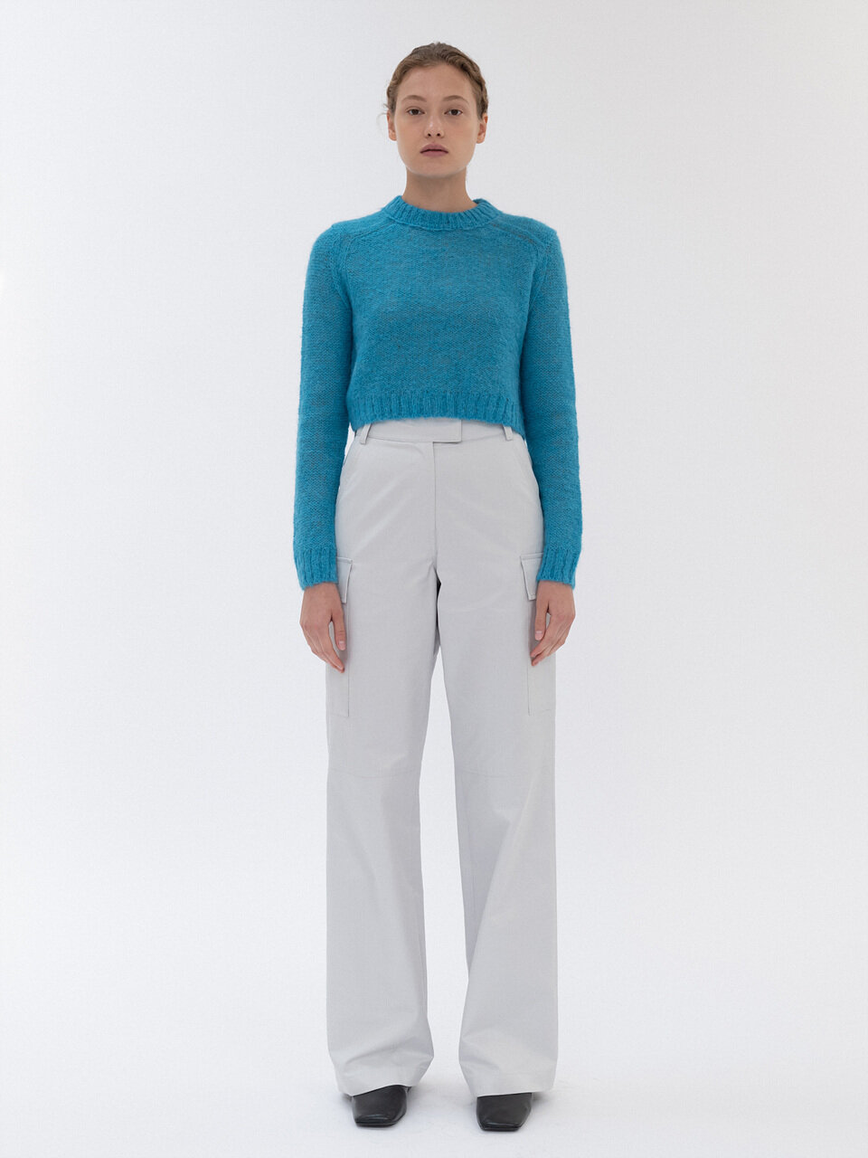 LE Cotton Cargo Wide Pants (Light Gray)