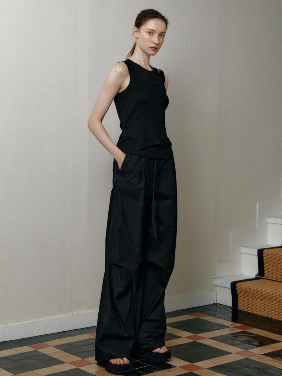 LE Cotton Parachute Pants - Black