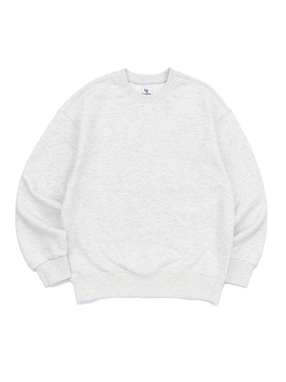 Le Custom Cotton Polyester Blend Overfit Plain Sweatshirt [Light Melange]