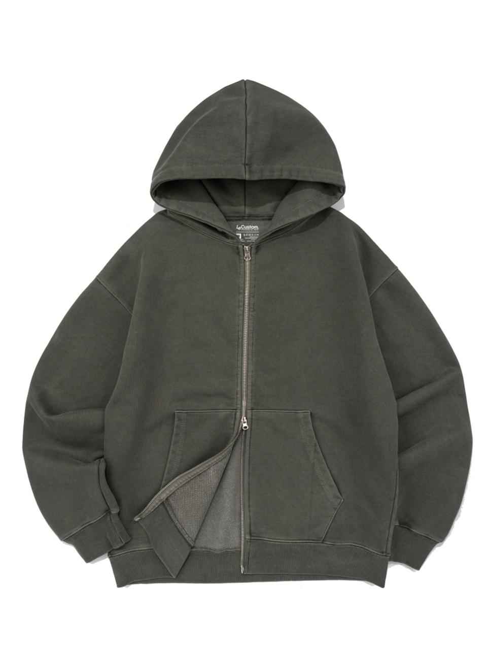 Le Custom Heavyweight Triple-Layered Custom Pigment Zip-up Hoodie [GREEN]