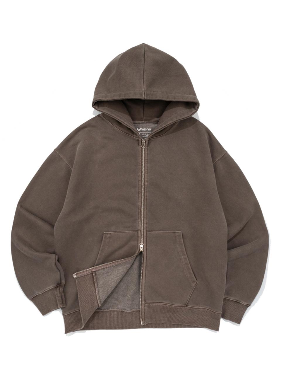 Le Custom Pigment Zip-up Hoodie [BROWN]