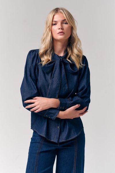 Le Fafo Le Fafo Bow Accent Denim Shirt