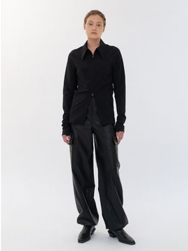 LE Faux Leather Cargo Jogger Pants (Black)