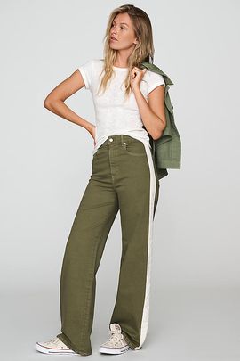 LE JEAN Column Track High-Rise Wide-Leg Jeans