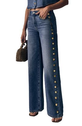 LE JEAN LE JEAN Alexa Studded Wide Leg Jeans