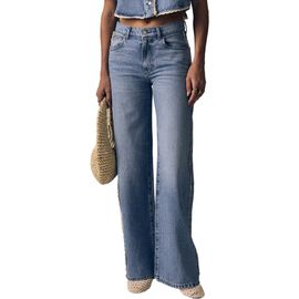 LE JEAN LE JEAN Crochet Trim Mid Rise Column Jeans