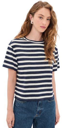 LE JEAN LE JEAN Linen Poppy Tee Navy/Cream Stripe