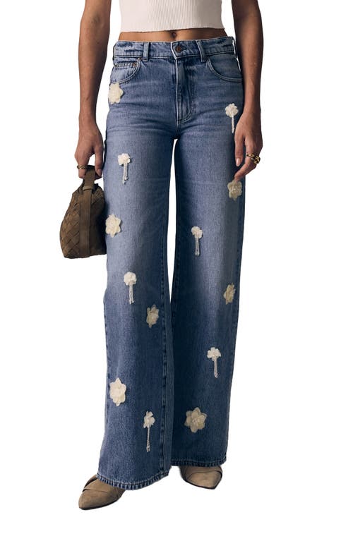 LE JEAN LE JEAN Nomad Flower Appliqué High Waist Wide Leg Jeans