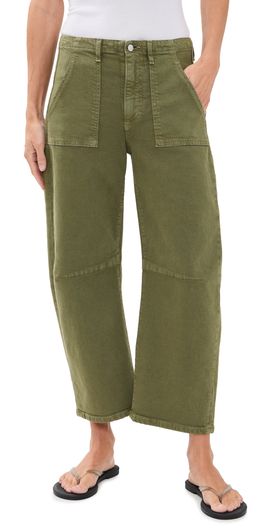 LE JEAN LE JEAN Petite Utility Soft Barrel Jeans Olive Green