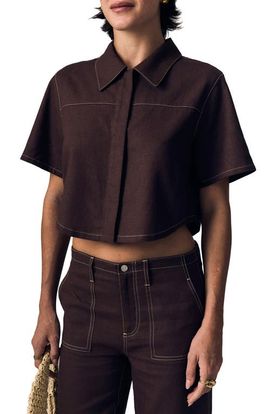 LE JEAN LE JEAN Short Sleeve Swing Linen Button-Up Shirt