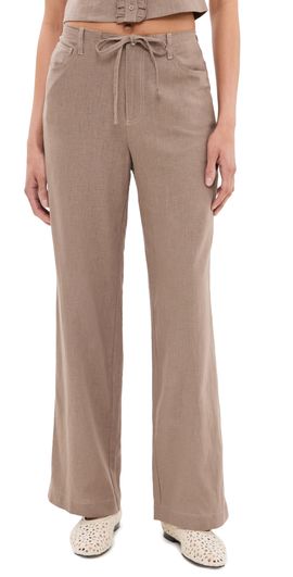 LE JEAN LE JEAN Simone Linen Drawstring Pants Driftwood