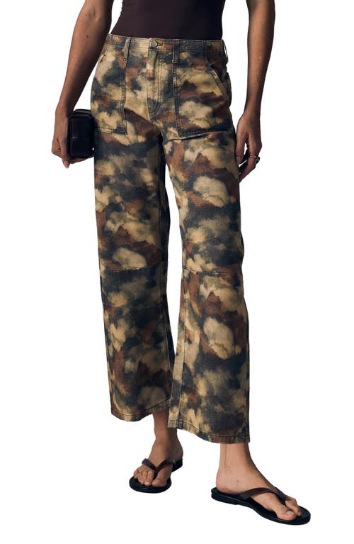 LE JEAN LE JEAN Watercolor Camo Print Crop Barrel Utility Jeans 
