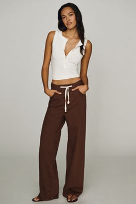 LE JEAN Luna High-Rise Wide-Leg Drawstring Jeans