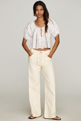 LE JEAN Luna High Rise Drawstring Relaxed Wide Leg Jeans