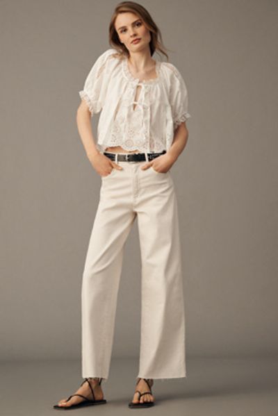 Le Jean Petite White Column Jeans