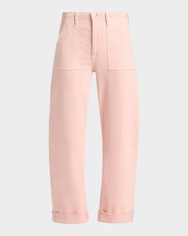 LE JEAN Utility Soft Barrel Crop Jeans