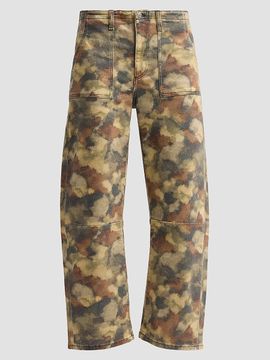 Le Jean Women's Camouflage Barrel-Leg Utility Jeans