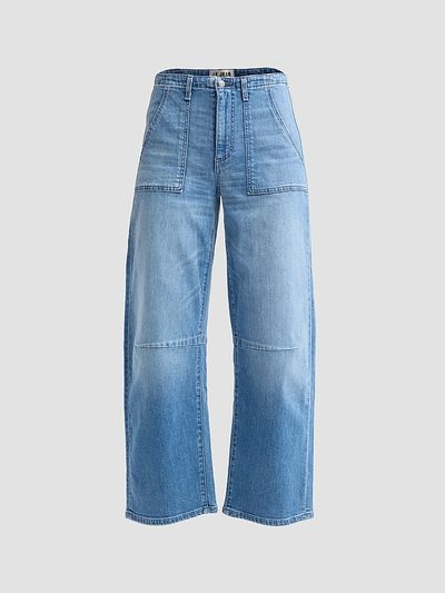 LE JEAN Women's Utility Barrel-Leg Crop Jeans