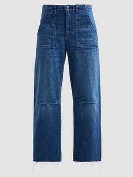Le Jean Women's Utility Soft Barrel-Leg Crop Jeans
