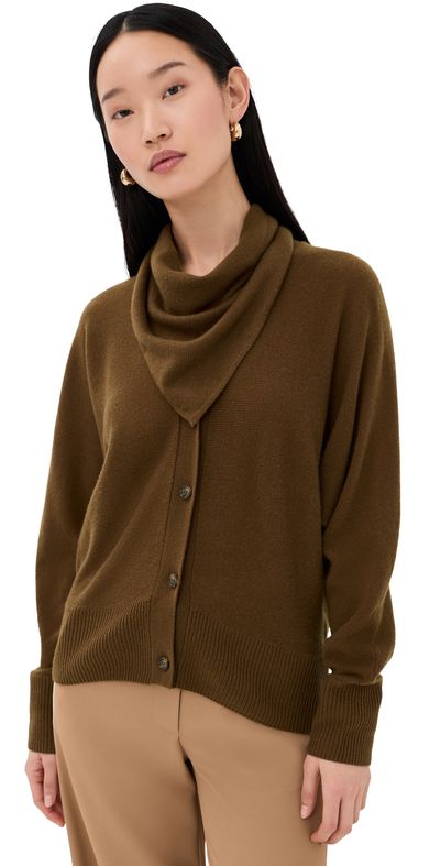 Le Kasha Le Kasha Lyss Cardigan With Detachable Scarf Cinnamon One