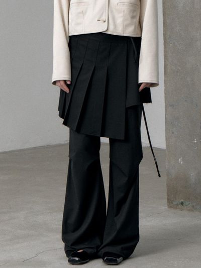 LE Low Edge Pleat Wrap Skirt [Black]