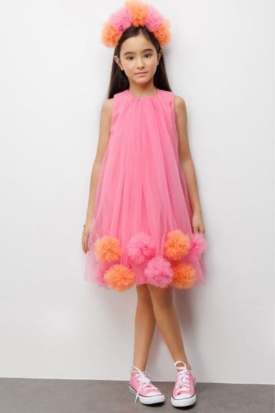 Le Mabelle Le Mabelle Alexa Girls’ Pom-pom Tulle Dress & Crown Set