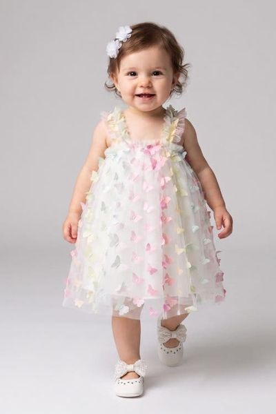 Le Mabelle Le Mabelle Emma Baby Girls’ Butterfly Appliqué Strappy Dress