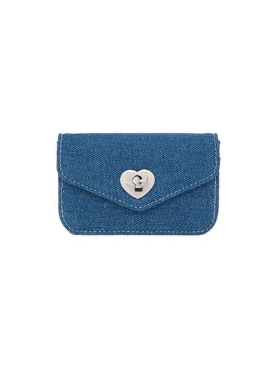 Le masque Heart Lock Compact Business Card Wallet Denim