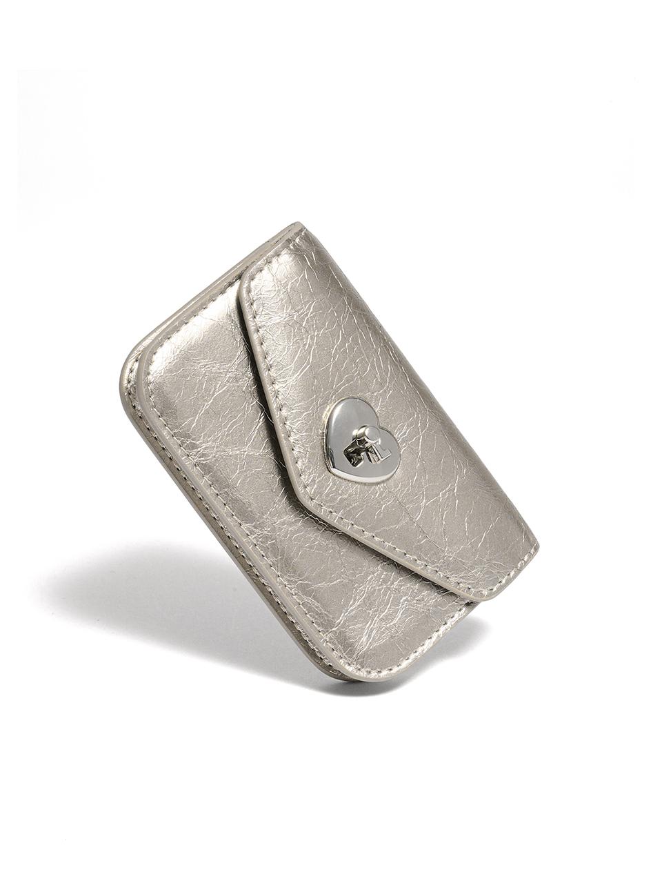 Le masque Heart Lock Compact Business Card Wallet Metal
