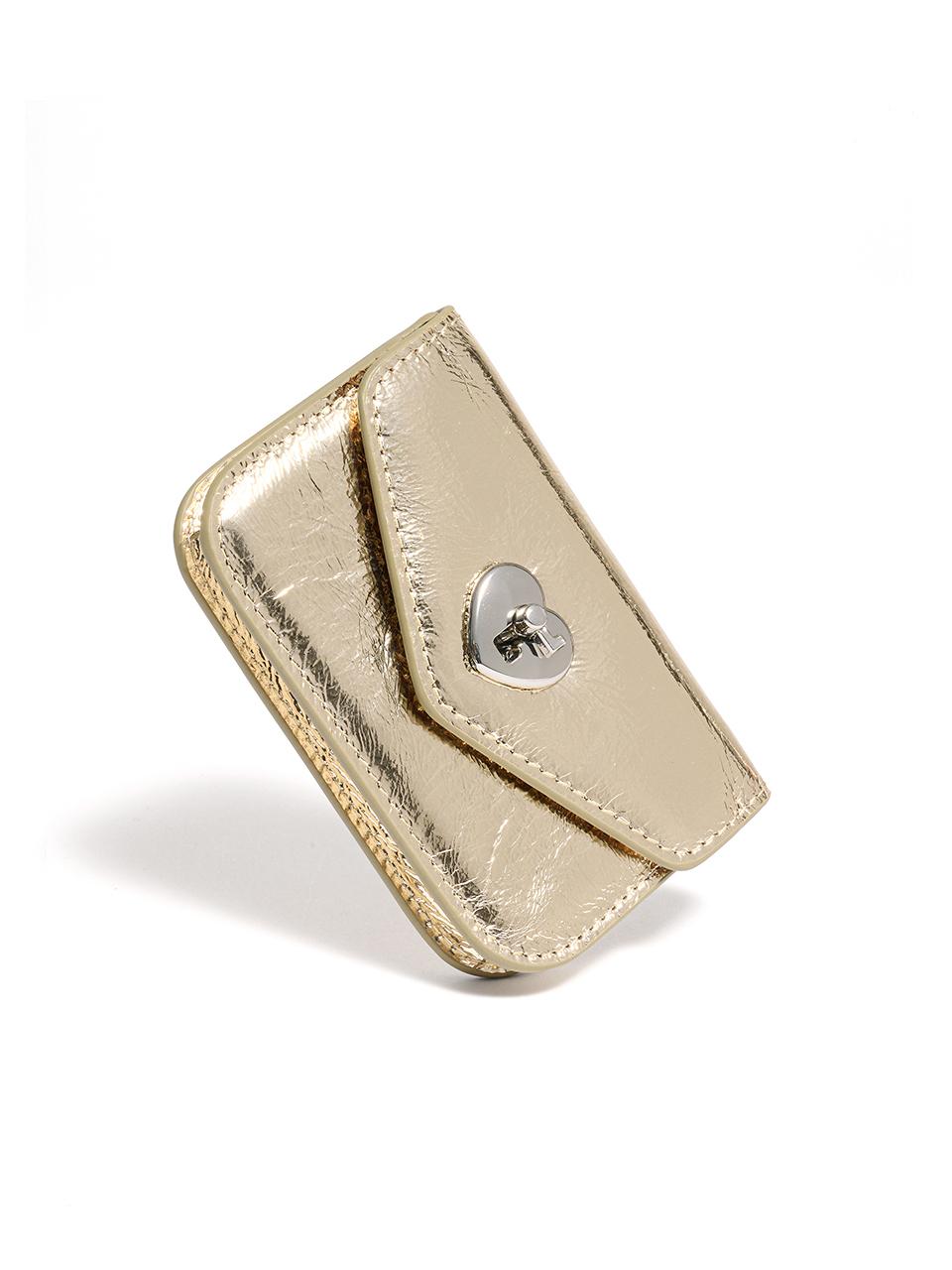 Le masque Heart Lock Compact Card Wallet Shine Gold