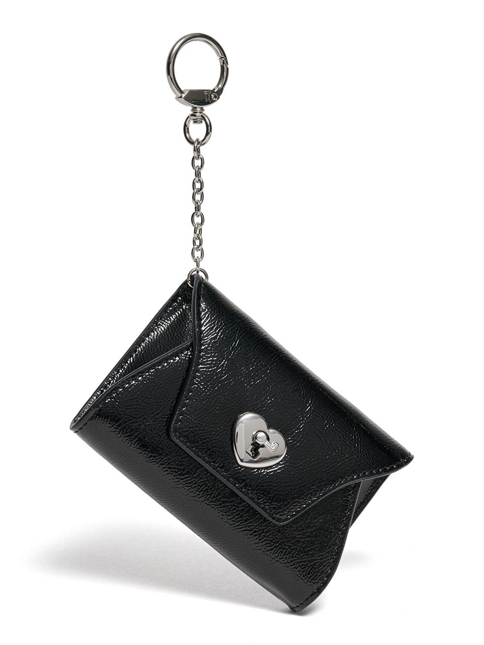 Le masque Heart lock key ring multi pouch card wallet black