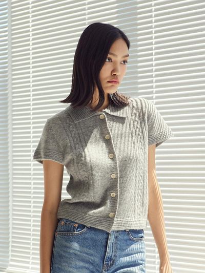 Le Metier Kessler Cashmere Blended Cardigan(Manhattan Grey)