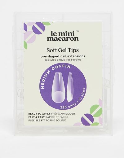Le Mini Macaron Le Mini Macaron Gel Nail Tip Medium Coffin-No color