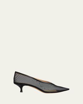 Le Monde Beryl 40mm Babouche Mesh Kitten-Heel Pumps
