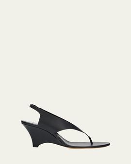 Le Monde Beryl Langley 70mm Leather Thong Wedge Sandals