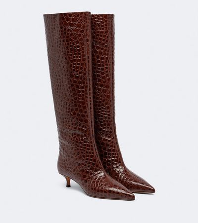 Le Monde Beryl Le Monde Béryl Babouche croc-effect leather knee-high boots