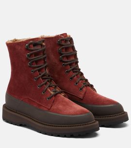 Le Monde Beryl Le Monde Béryl Dolomite shearling-lined suede combat boots